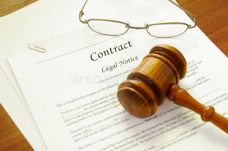 Legal contract and law gavel. Legal contract and law gavel