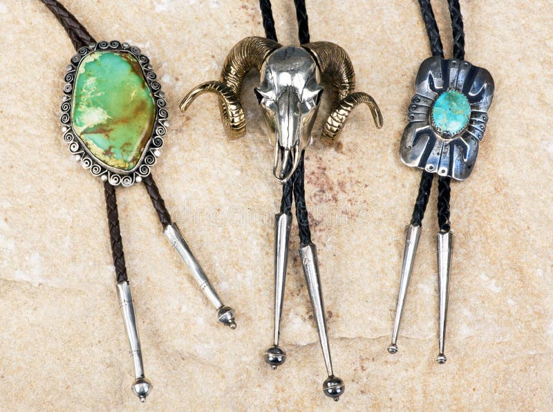 Sterling silver Navajo Indian bolo ties with turquoise stone. Sterling silver Navajo Indian bolo ties with turquoise stone.