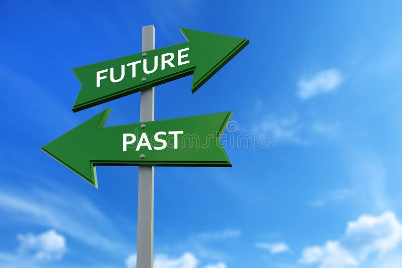 Zukunft- und Vergangenheitspfeile gegenüber von Richtungen