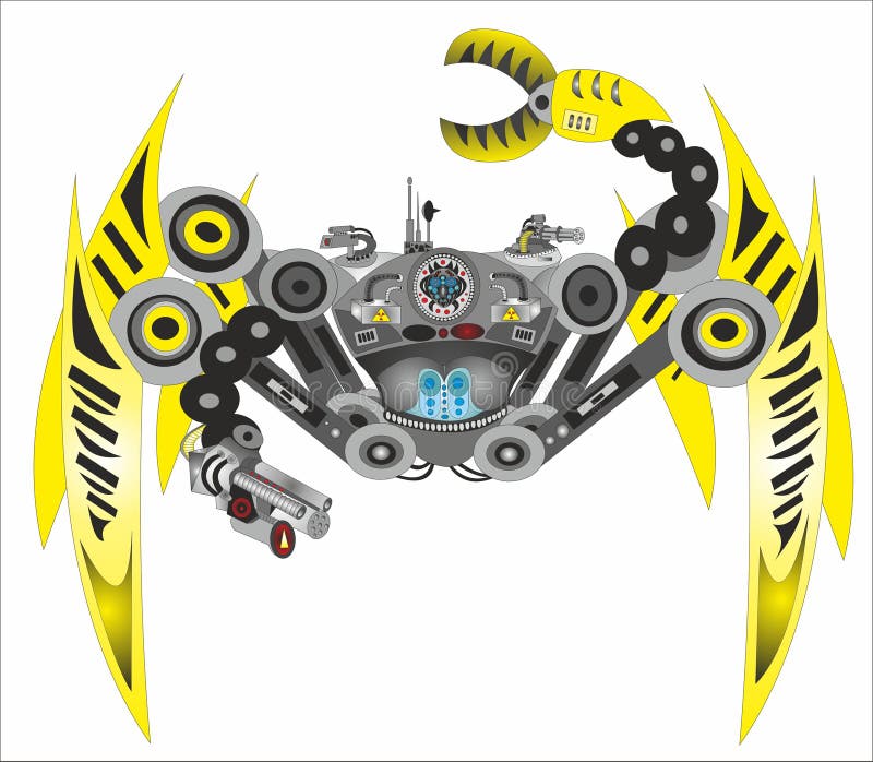 Zukunftsromane Cyborg-Roboterspinne vektor abbildung