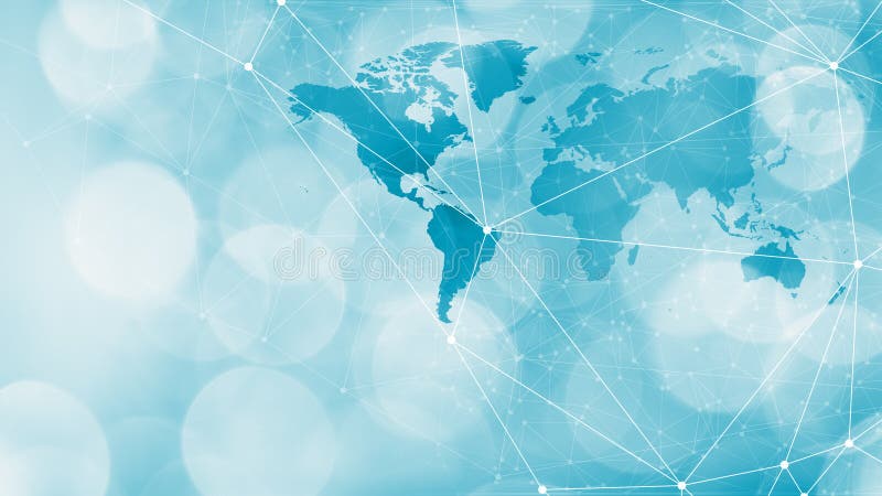Zukünftige Weltkommunikationstechnologieentwurfslinien, -kreise und -Weltkarte lizenzfreie stockbilder