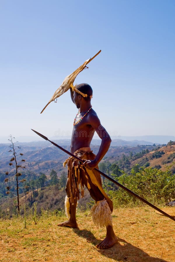 Zulu warriors stick-fighting, Shakaland, South Africa Stock Photo