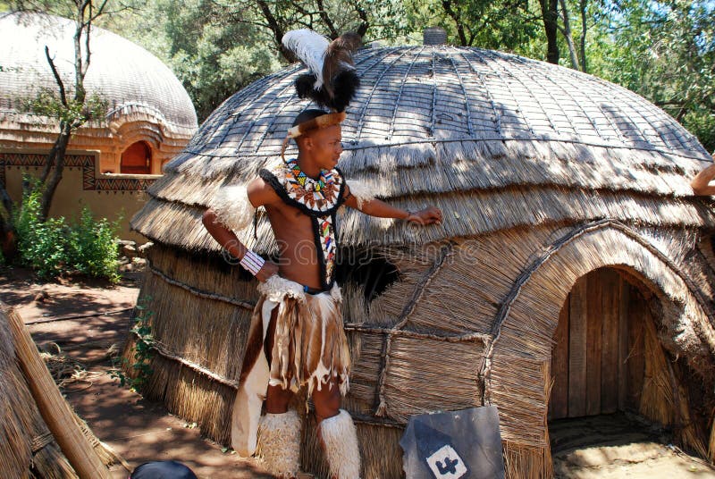 Zulu warriors stick-fighting, Shakaland, South Africa Stock Photo