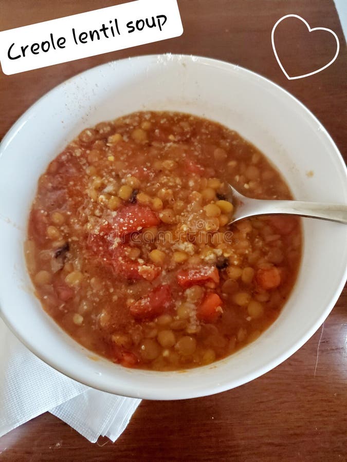 Creole  lentil soup. Creole  lentil soup