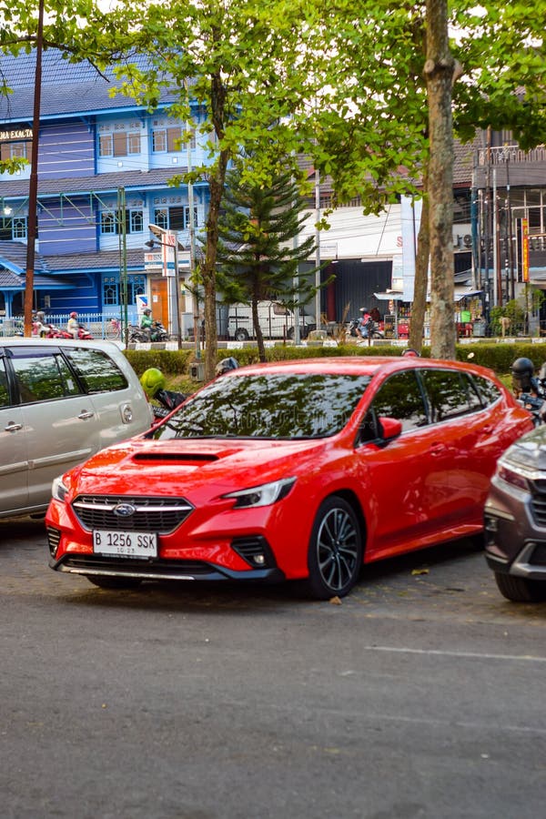 Yogyakarta Indonesia October 22 2023 station wagon version of current subaru wrx. Powered by 2.4 L FA24F turbo H4 produced 256 horsepower and sent to all wheel drive. Yogyakarta Indonesia October 22 2023 station wagon version of current subaru wrx. Powered by 2.4 L FA24F turbo H4 produced 256 horsepower and sent to all wheel drive