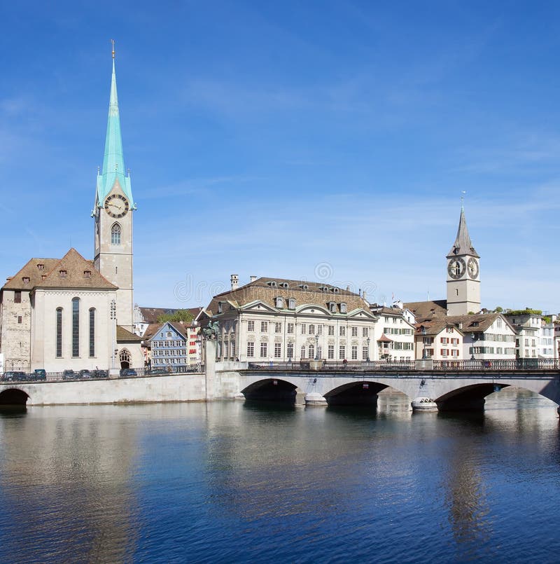 Zurich cityscape stock photo. Image of city, bridge, limmat - 9477700
