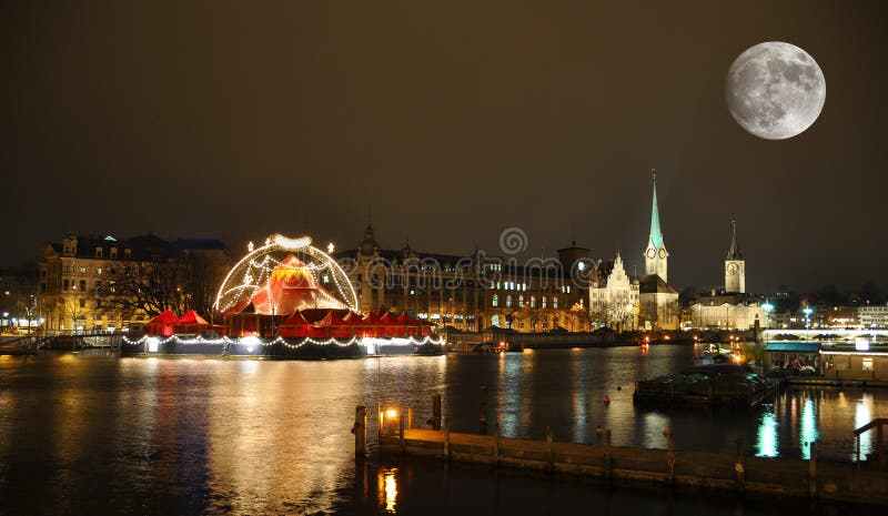 Zurich downtown by night