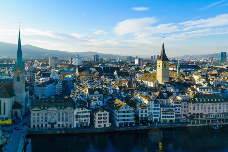 Zurich Old Town (Altstadt) editorial stock photo. Image of aerial