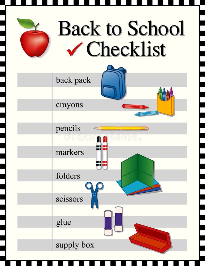 Zurück zu Schulcheckliste stock abbildung Zurück zu Schulcheckliste stock abbildung