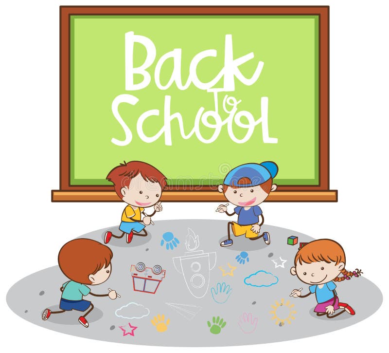 Zurück zu Schulfahne mit Studenten stock abbildung Zurück zu Schulfahne mit Studenten stock abbildung