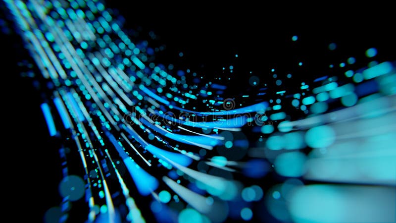 Zusammenfassung des modernen High-Tech Internet-Rechenzentrumraumes mit Arrays der Racks mit Netzwerk- und Serverhardware stock abbildung