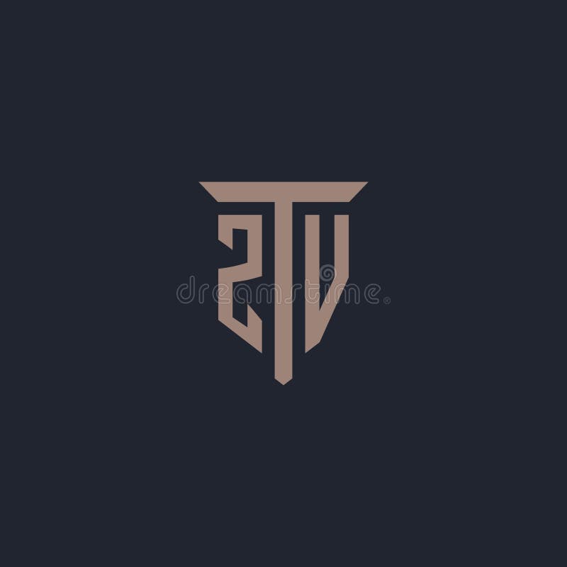 ZV initial logo monogram with pillar icon design royalty free illustration
