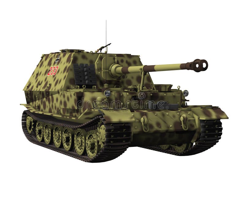 Heavy German tank destroyer Elefant isolated on white background, 3d render. Heavy German tank destroyer Elefant isolated on white background, 3d render