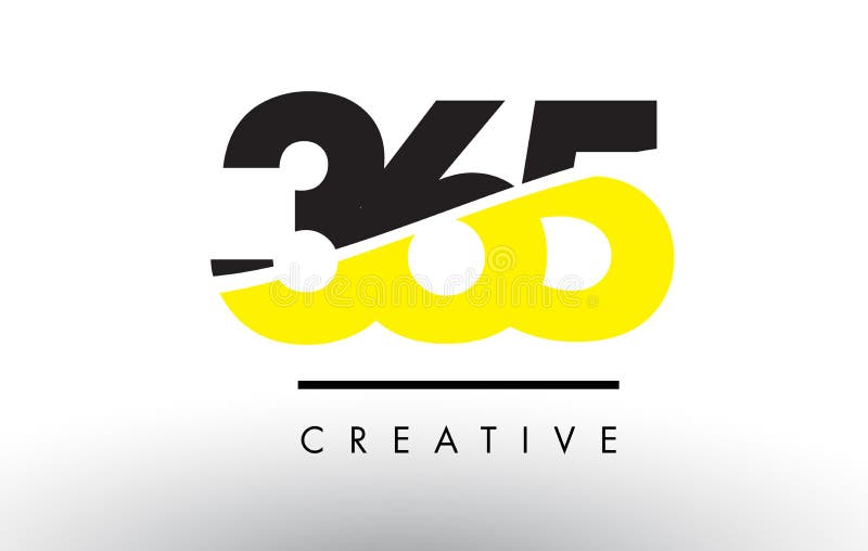 365 zwart en Geel Aantal Logo Design vector illustratie 365 zwart en Geel Aantal Logo Design vector illustratie