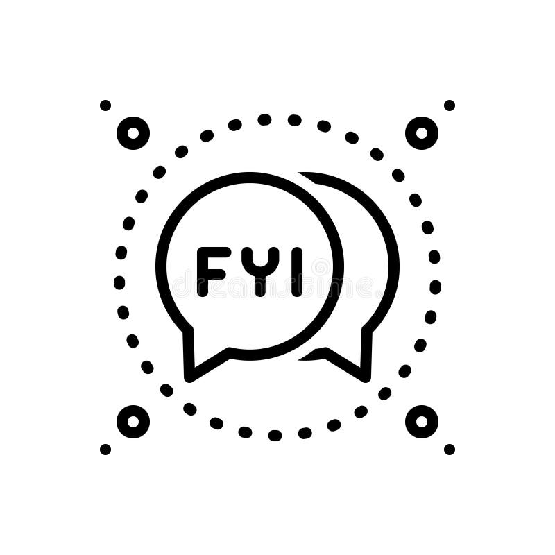 Zwart lijnpictogram voor Fyi, bel en bericht