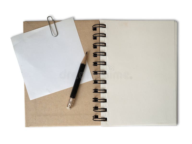Zwart potlood op een notitieboek van gerecycled papier royalty-vrije stock fotografie