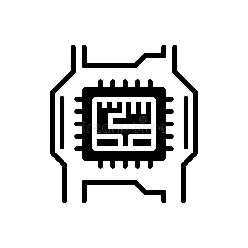 Zwart stevig pictogram voor Computerhardware, elektronisch en kring vector illustratie Zwart stevig pictogram voor Computerhardware, elektronisch en kring vector illustratie