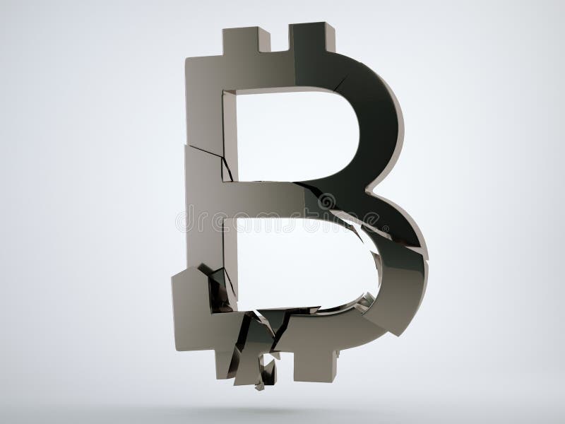 Zwart verbrijzeld en gebroken bitcoinsymbool vector illustratie Zwart verbrijzeld en gebroken bitcoinsymbool vector illustratie
