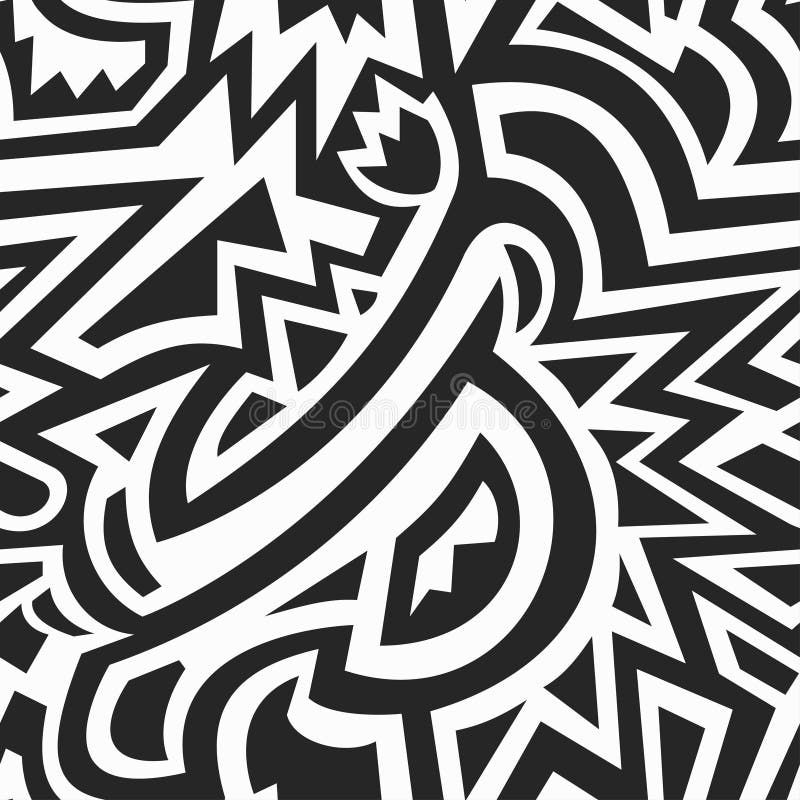Zwart-wit Afrikaans geometrisch naadloos patroon stock illustratie Zwart-wit Afrikaans geometrisch naadloos patroon stock illustratie