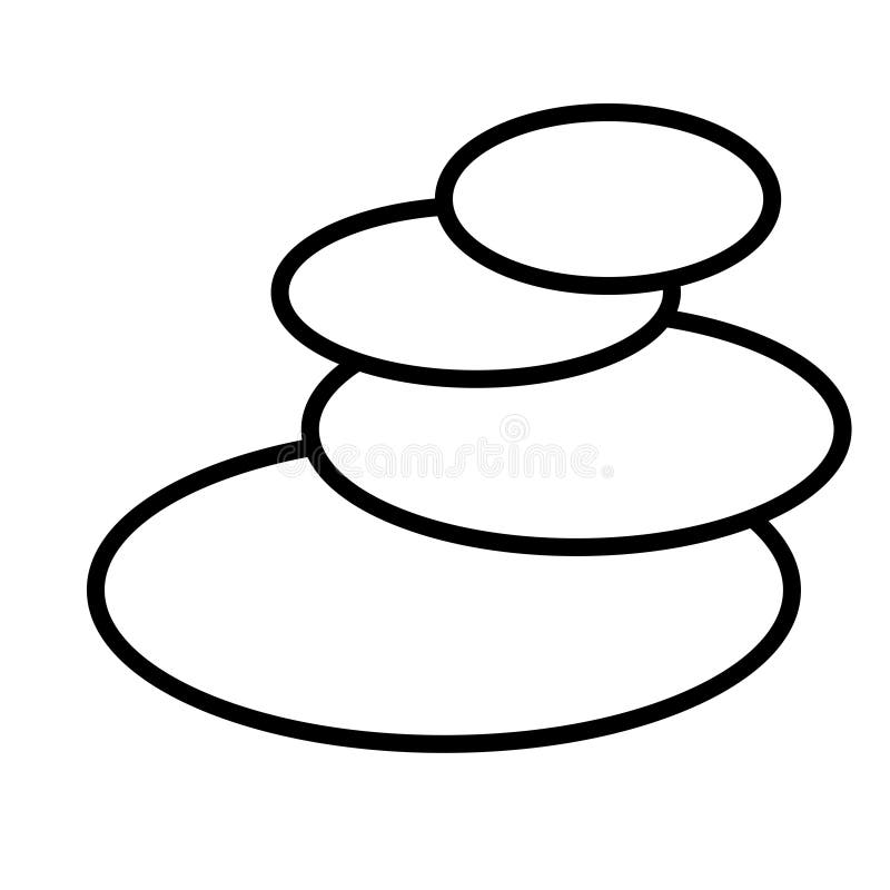 Zwart-wit eenvoudig lineair pictogram van in betoverende ovale ronde basaltstenen voor massage en steentherapie, schoonheidsbegel stock illustratie Zwart-wit eenvoudig lineair pictogram van in betoverende ovale ronde basaltstenen voor massage en steentherapie, schoonheidsbegel stock illustratie