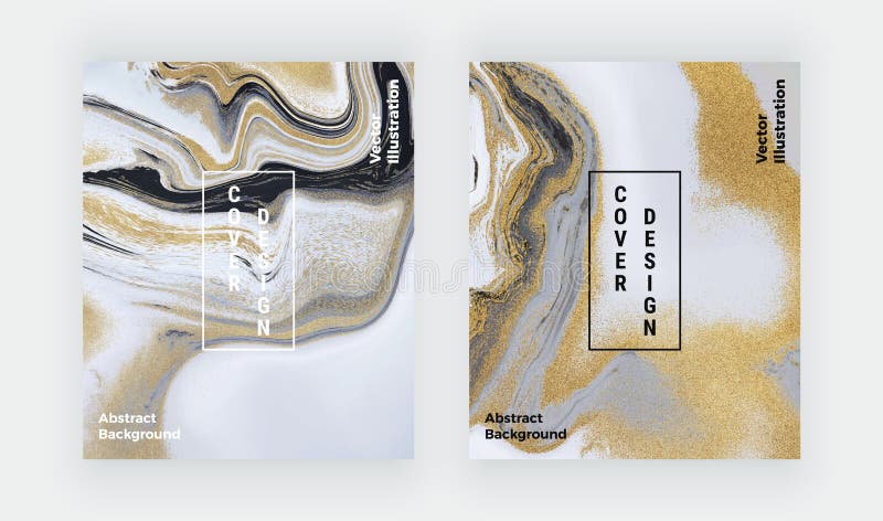 Zwart, wit en gouden schitter vloeibare marmeren textuur Vastgestelde inkt die abstract patroon schilderen In achtergronden voor royalty-vrije illustratie Zwart, wit en gouden schitter vloeibare marmeren textuur Vastgestelde inkt die abstract patroon schilderen In achtergronden voor royalty-vrije illustratie