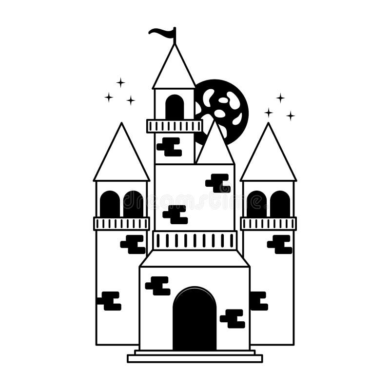 Zwart-wit feekasteel stock illustratie Zwart-wit feekasteel stock illustratie