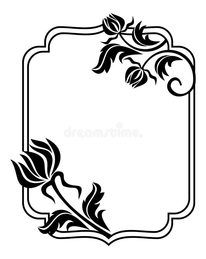 Verbazingwekkend Zwart-wit Kader Met Bloemensilhouetten Het Art. Van De Roosterklem YR-27