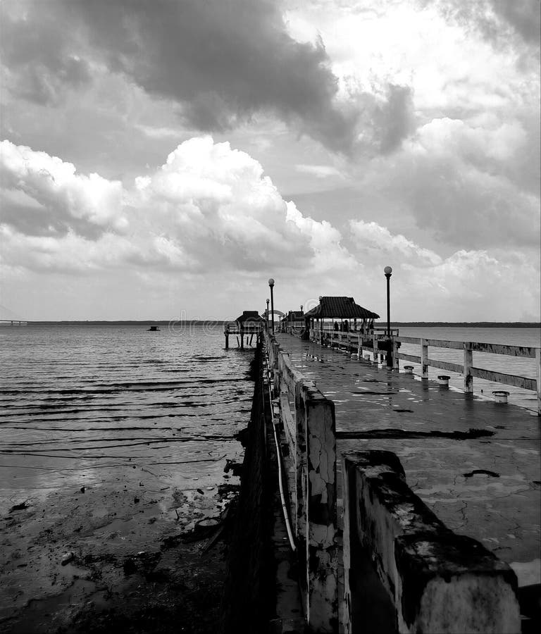 Zwart-wit uitzicht op zee stock fotografie