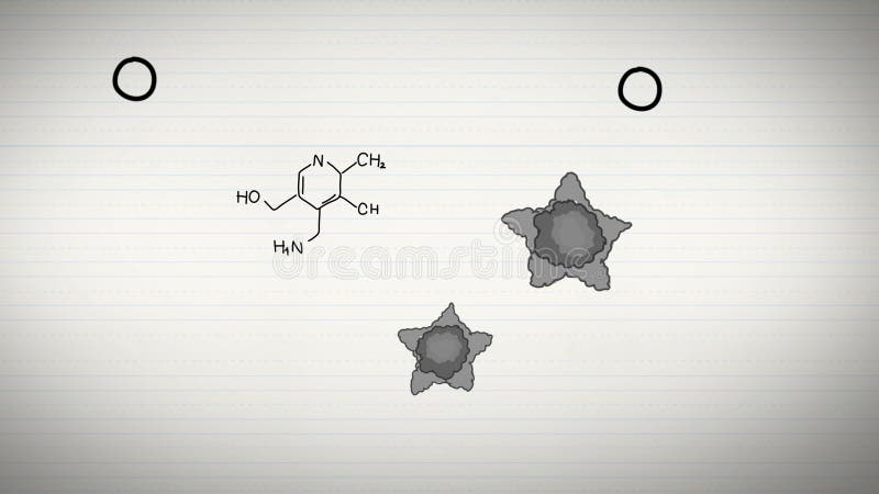 Zwart-witte animatie van chemie en wetenschappen onderworpen met de krabbel van de laboratoriumreageerbuis