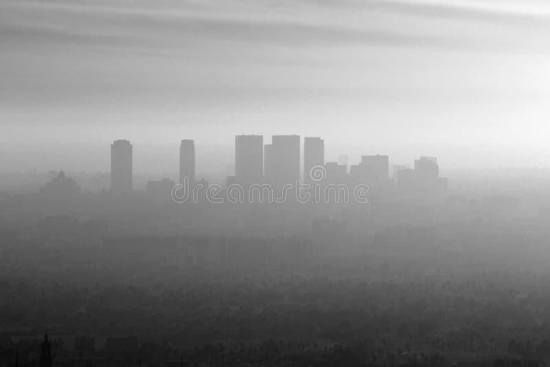 Zwart-witte de Smog van het westenla royalty-vrije stock afbeelding Zwart-witte de Smog van het westenla royalty-vrije stock afbeelding