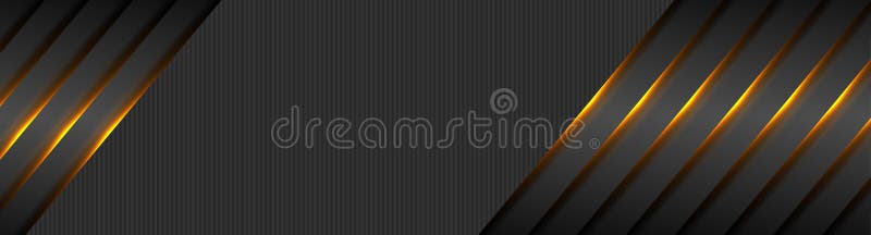 Black abstract tech banner with orange glowing neon light. Vector futuristic luminous background. Black abstract tech banner with orange glowing neon light. Vector futuristic luminous background