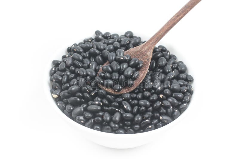 Zwarte bonen in een kom royalty-vrije stock fotografie