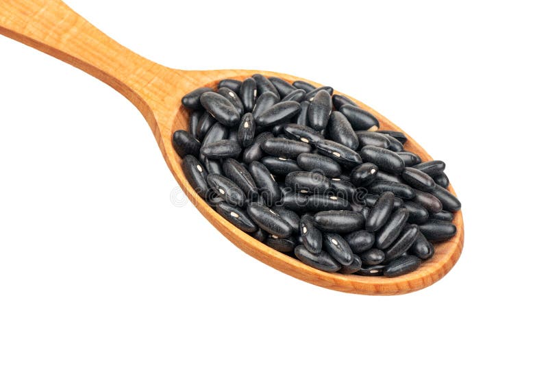 Zwarte bonen in lepel royalty-vrije stock foto's