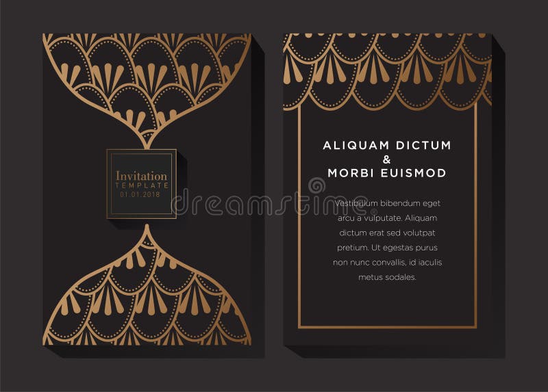 Zwarte en Gouden Uitnodigingsachtergrond vector illustratie Zwarte en Gouden Uitnodigingsachtergrond vector illustratie