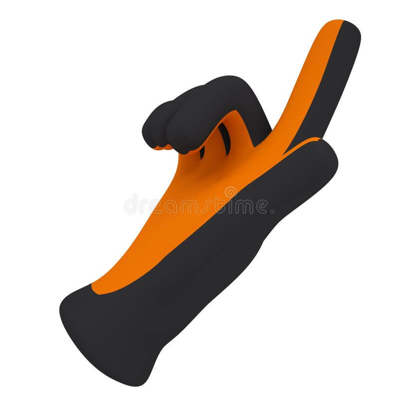 Zwarte en oranje handschoenen. De wijsvinger toont royalty-vrije illustratie Zwarte en oranje handschoenen. De wijsvinger toont royalty-vrije illustratie