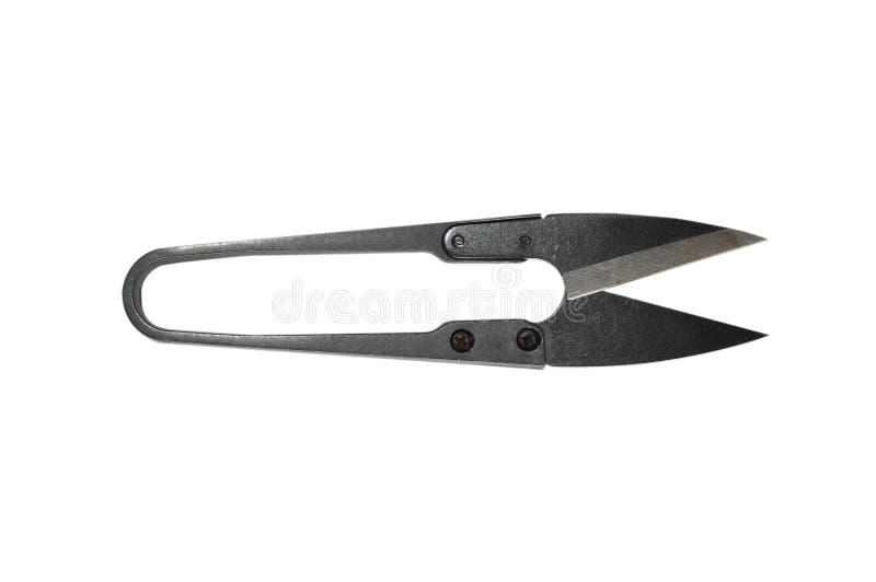 Handvat van een zwarte metalen naaSchaar stock afbeelding