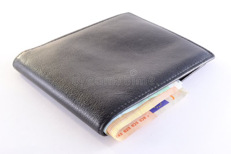 Zwarte leren portemonnee royalty-vrije stock foto's