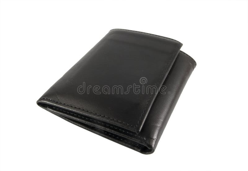 Zwarte leren portemonnee stock foto's