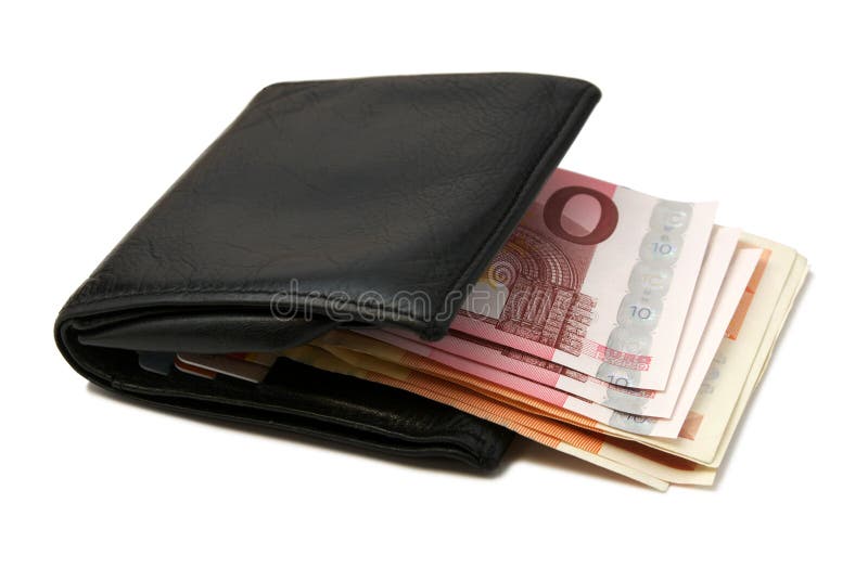 Zwarte leren portemonnee stock foto