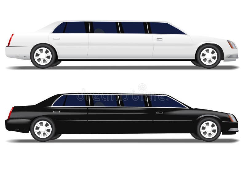 black limo white limousine for prom business travel or wedding celebration transportation. black limo white limousine for prom business travel or wedding celebration transportation