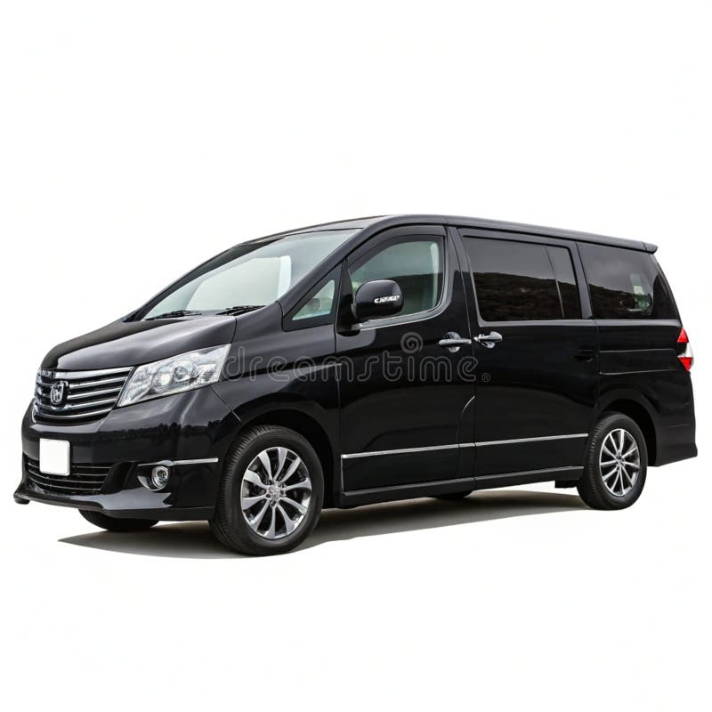 Zwarte minivan op witte achtergrond royalty-vrije illustratie