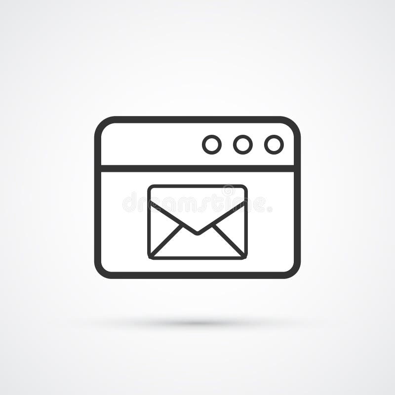 In zwarte pictogram van de e-maildienst het vlakke lijn Vector eps10 royalty-vrije illustratie In zwarte pictogram van de e-maildienst het vlakke lijn Vector eps10 royalty-vrije illustratie