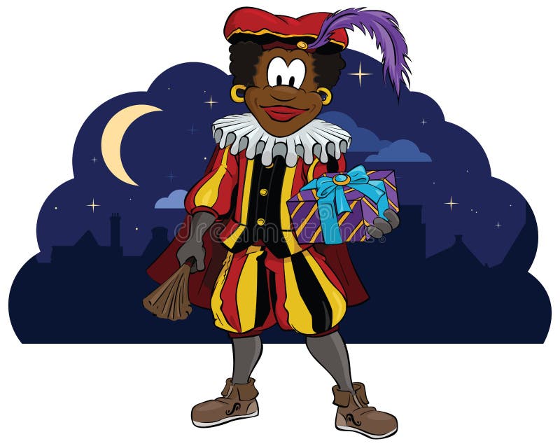 Zwarte Piet Holding a present