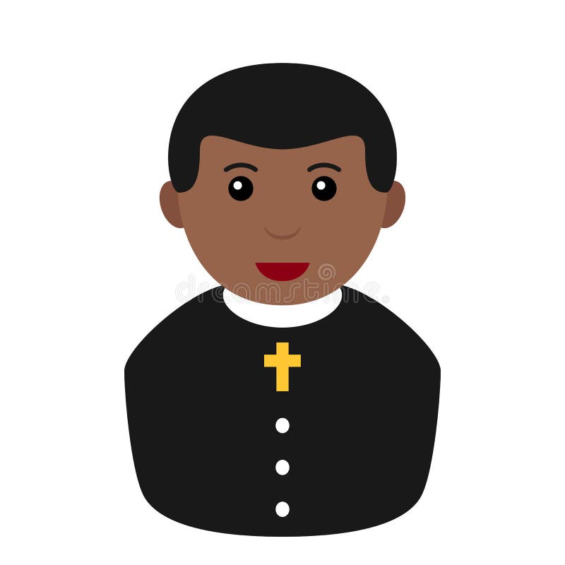 Zwarte Priester Avatar Flat Icon op Wit vector illustratie Zwarte Priester Avatar Flat Icon op Wit vector illustratie