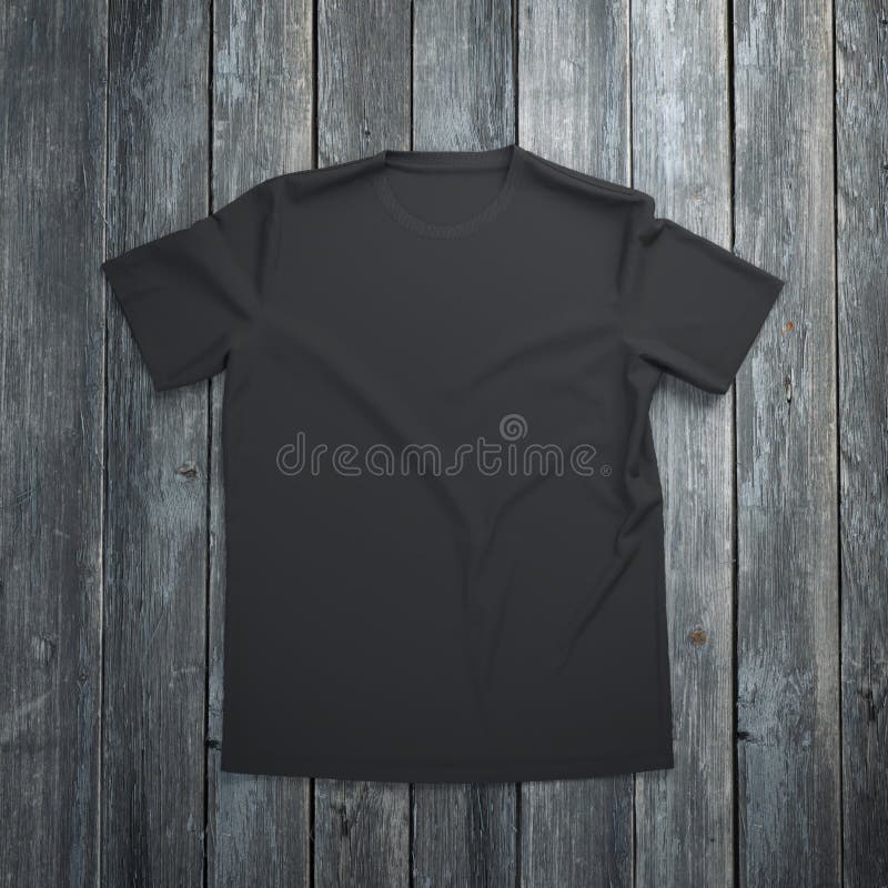 Zwarte t-shirt op houten achtergrond