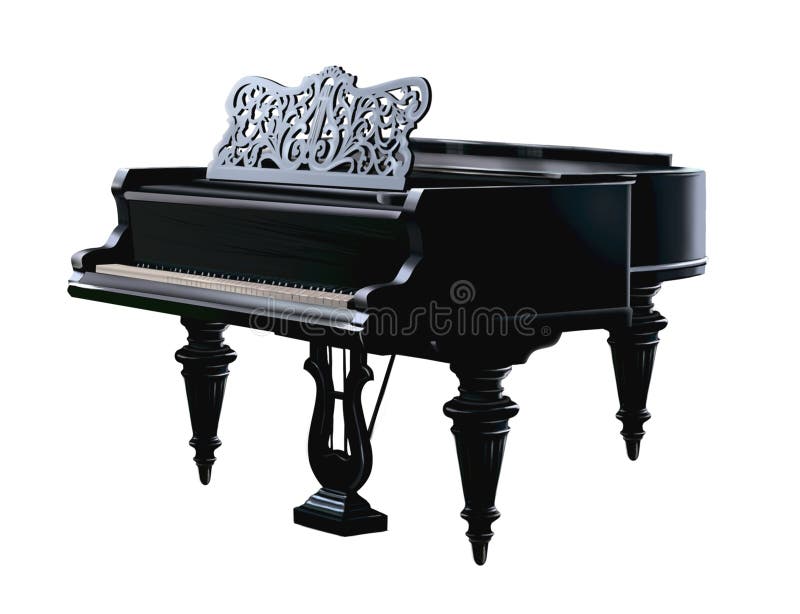 Black vintage piano. Piano illustration. Black vintage piano. Piano illustration