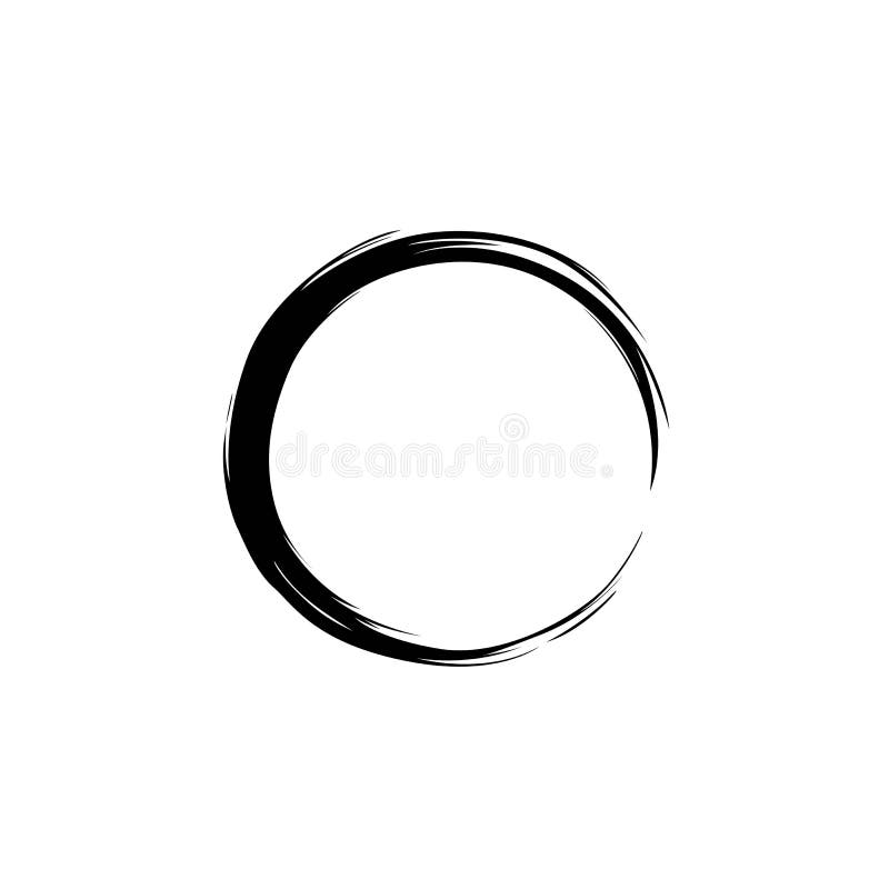 Zwarte Waterverf, Handtekening Zen Circle, Vector royalty-vrije illustratie Zwarte Waterverf, Handtekening Zen Circle, Vector royalty-vrije illustratie