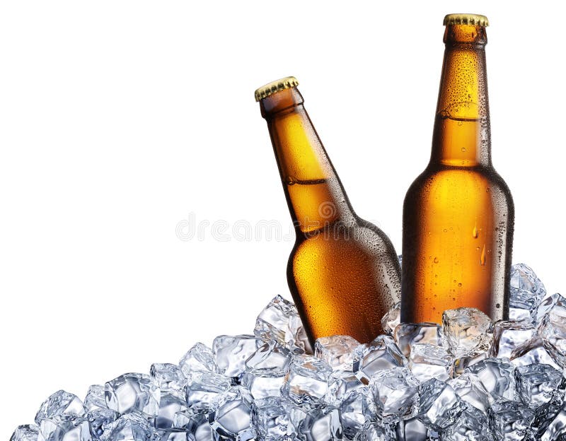 Zwei Flaschen Bier auf Eis