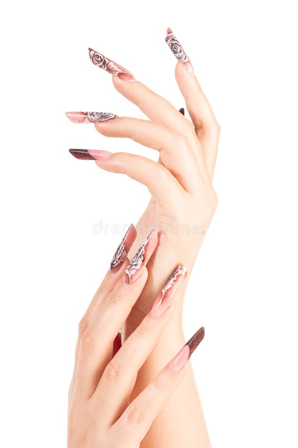 Zwei gekreuzte Hände mit den schönen Fingernägeln lizenzfreies stockbild Zwei gekreuzte Hände mit den schönen Fingernägeln lizenzfreies stockbild