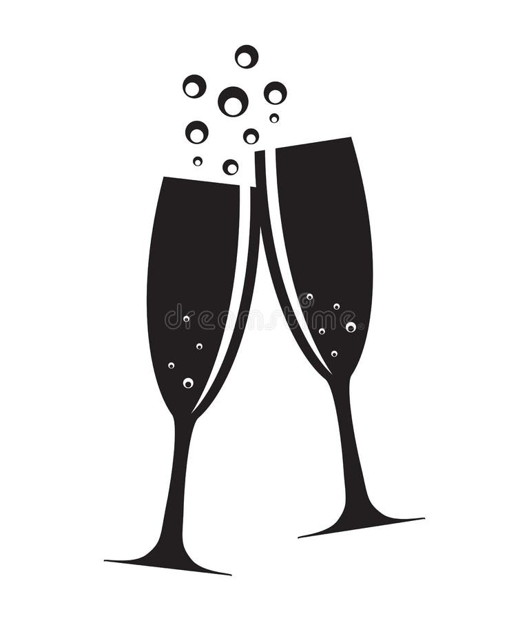Zwei Gläser von Champagne Silhouette Vector vektor abbildung